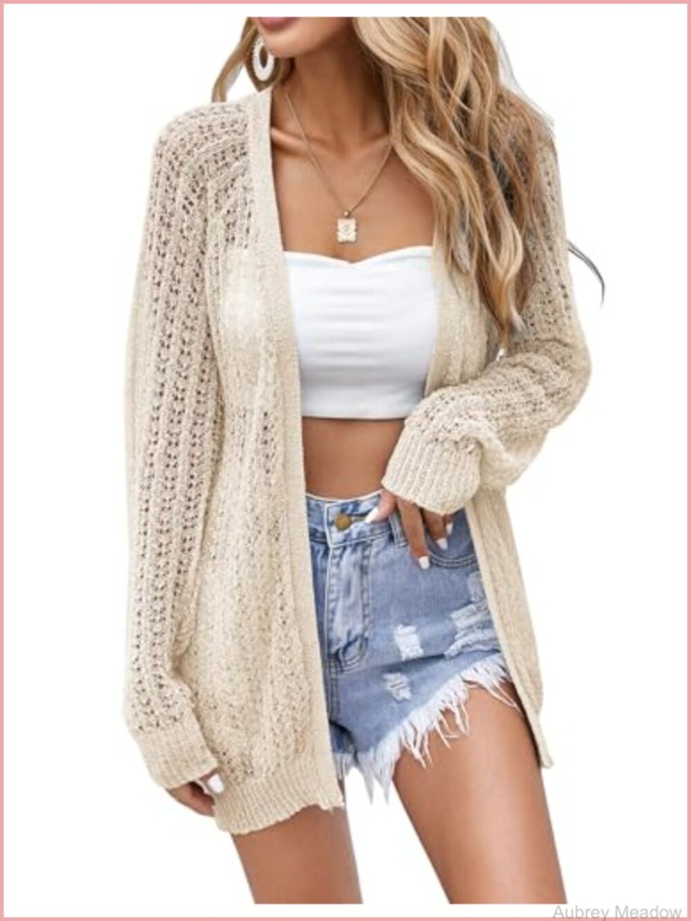 Crochet Summer Cardigan Lightweight Boho Knit Long Sleeve Open Front